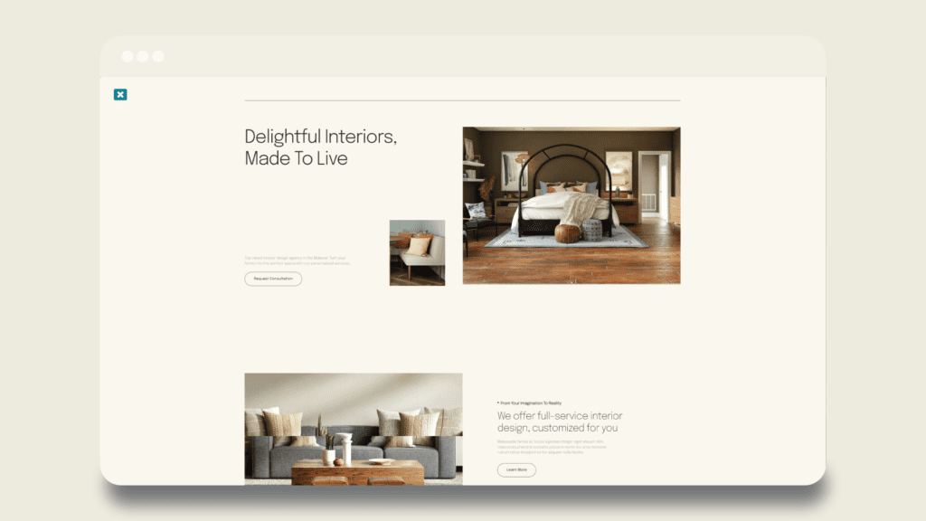 A website template design for an interior designer and architects.